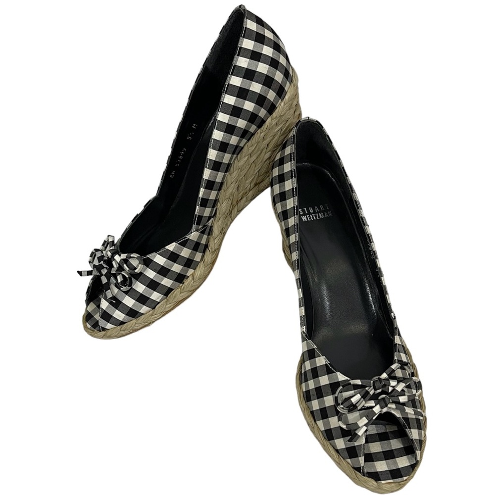 Stuart Weitzman Black & White Gingham Espadrilles
